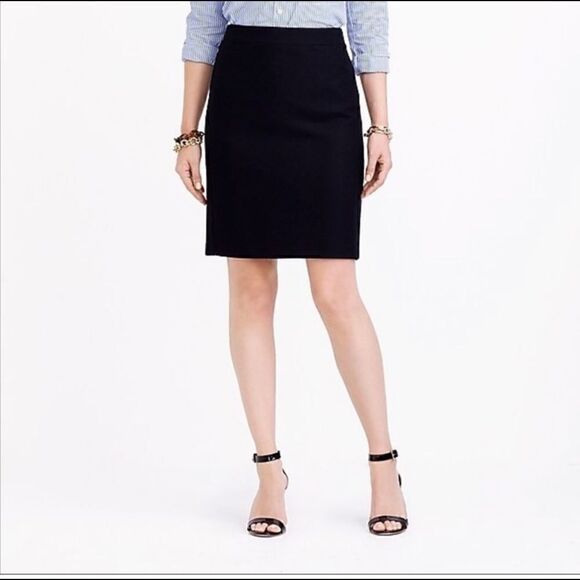 J. Crew Factory black wool pencil skirt size 0 - Picture 1 of 16